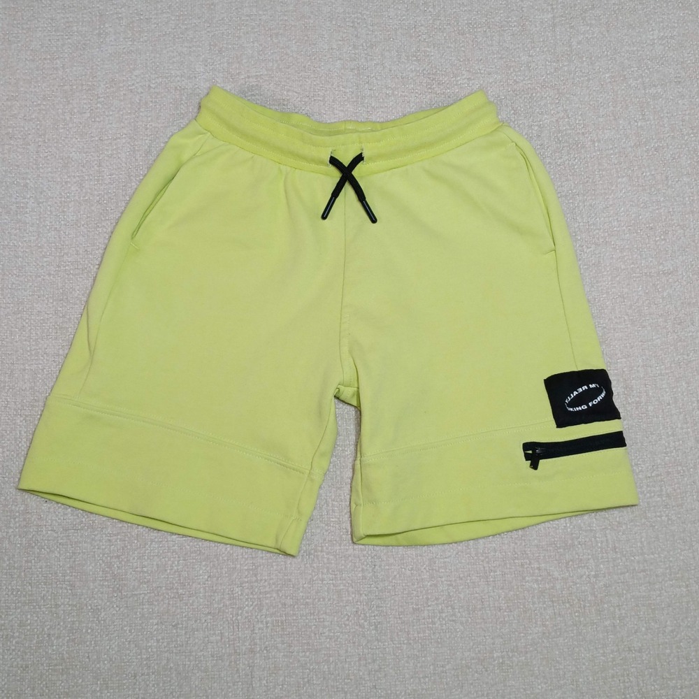 Zara Girls Neon Yellow Drawstring Sweat Shorts Size 8